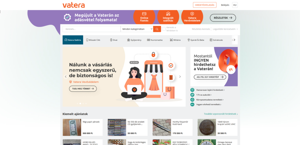 Vatera kezdőlap