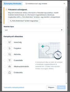 Facebook reklám kampány létrehozása